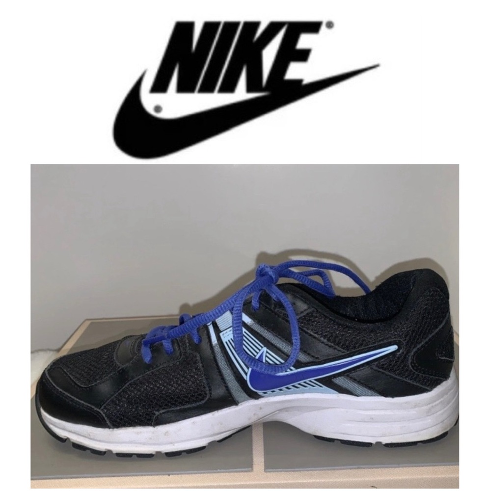 🦜 NIKE Dart 10 Black Blue Lightweight Running Jogging Sneakers Athletic Shoes 8
